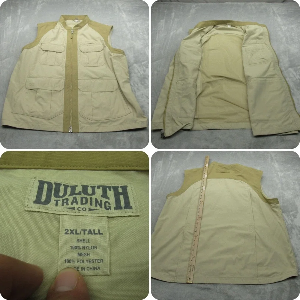 Duluth Trading Co Vest Mens 2XL Tall Beige Full Zip Dry On Fly Hunt‎ Shooting